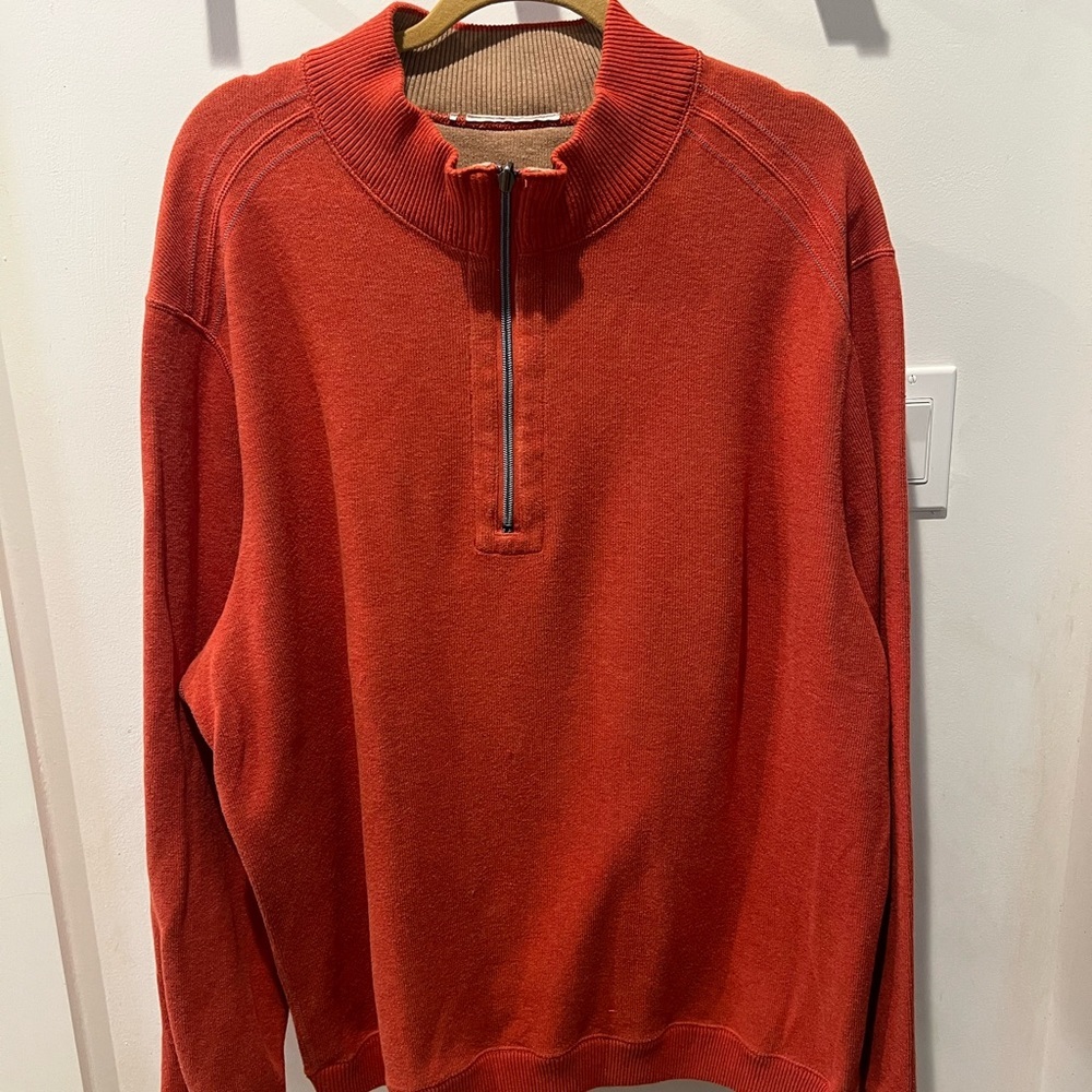 Tommy Bahama Reversible Men's Zip-Up Sweater in Rich Red